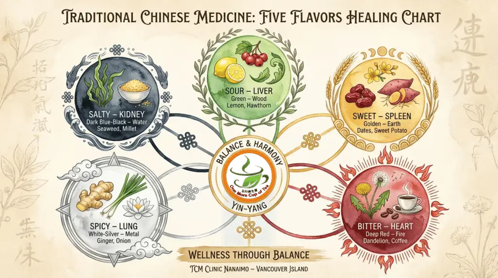 TCM five flavors and organ connection chart